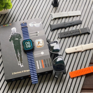 Smart Watch + Bluetooth Sunglass Combo | Smart Polarized Sunglass + 6-in-1 Watch Strap Set | Unisex Stylish Gift Combo.